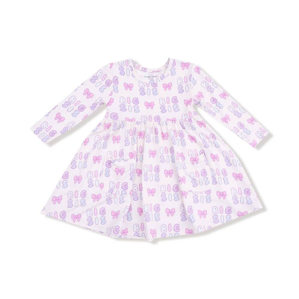 NEW ANGEL DEAR girls twirly long sleeve dress in big sis